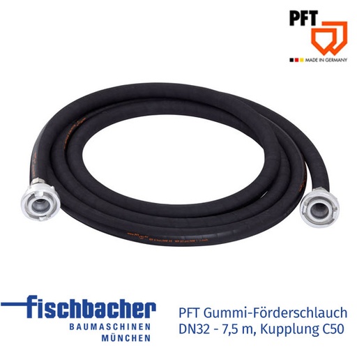 [20650900] Gummi-Förderschlauch DN32 - 7,5 m, Kuppl