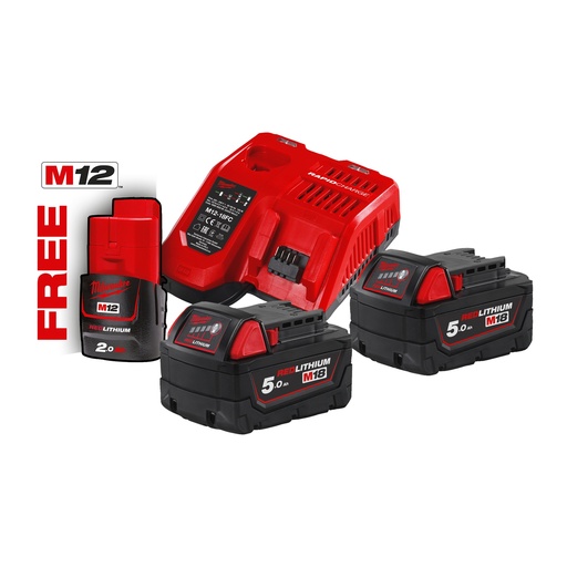 [MIL 4933459217] MILWAUKEE STARTER SET mit 2 AKKUS 5,0 
A
