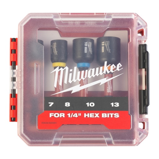 [MIL 4932492445] MILWAUKEE Steckschlüsselsatz magnetisch 1/4"
4 - teilig ( 7 / 8 / 10 / 13 mm )
